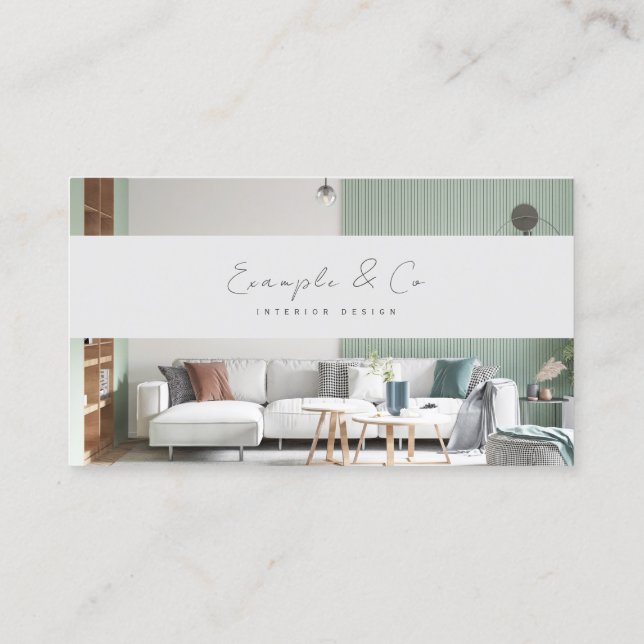 Business Card, Interior Design pastel green Card (Back)