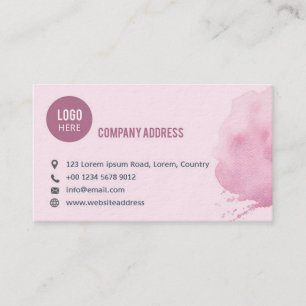 Business card invitation with watercolor brushstro