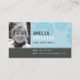 BUSINESS CARD :: jazzy photo aqua blue