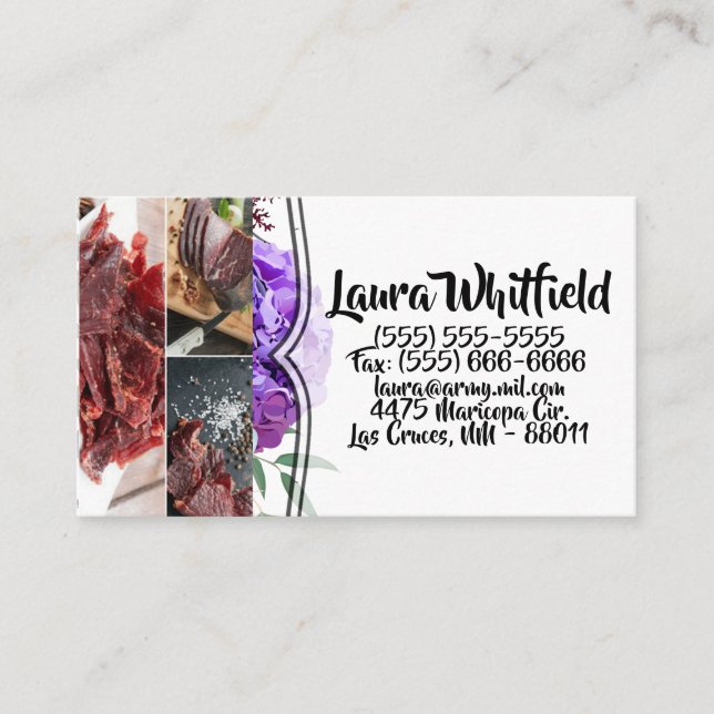 Business Card Lavender Hibiscus on White (Front)