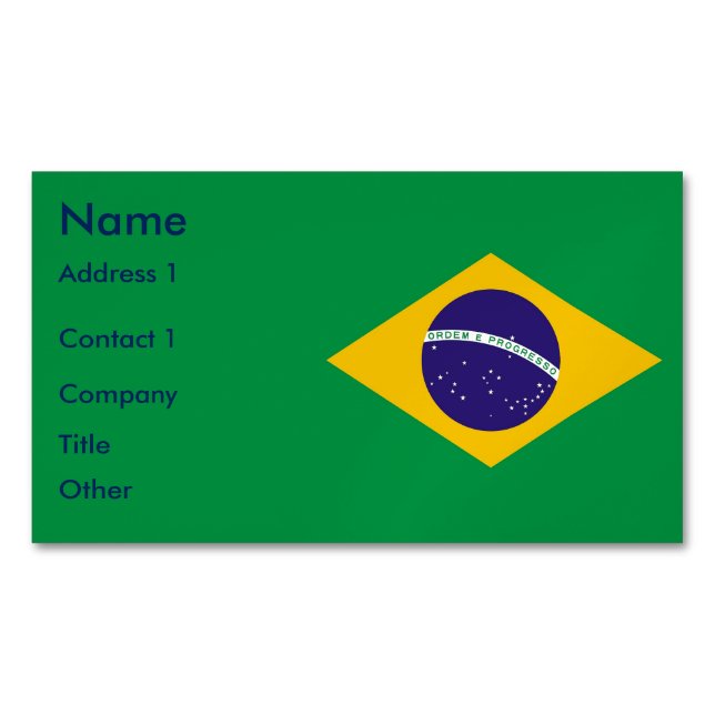 Business Card Magnet with Flag of Brazil (Front)