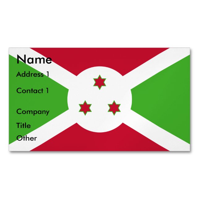 Business Card Magnet with Flag of Burundi (Front)