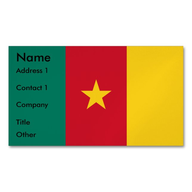 Business Card Magnet with Flag of Cameroon (Front)