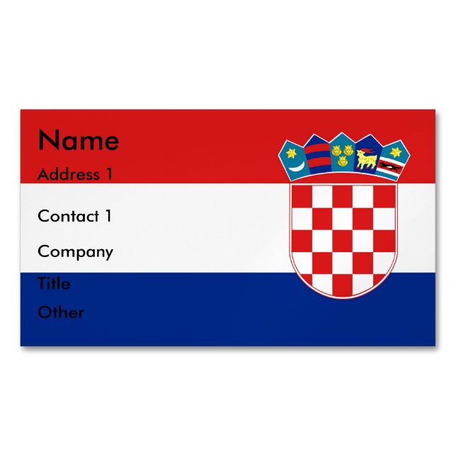 Business Card Magnet with Flag of Croatia (Front)