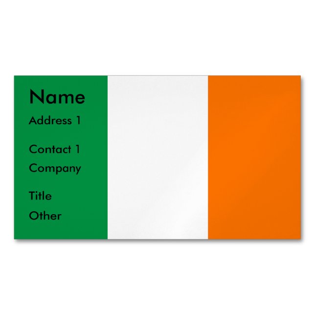 Business Card Magnet with Flag of Ireland (Front)