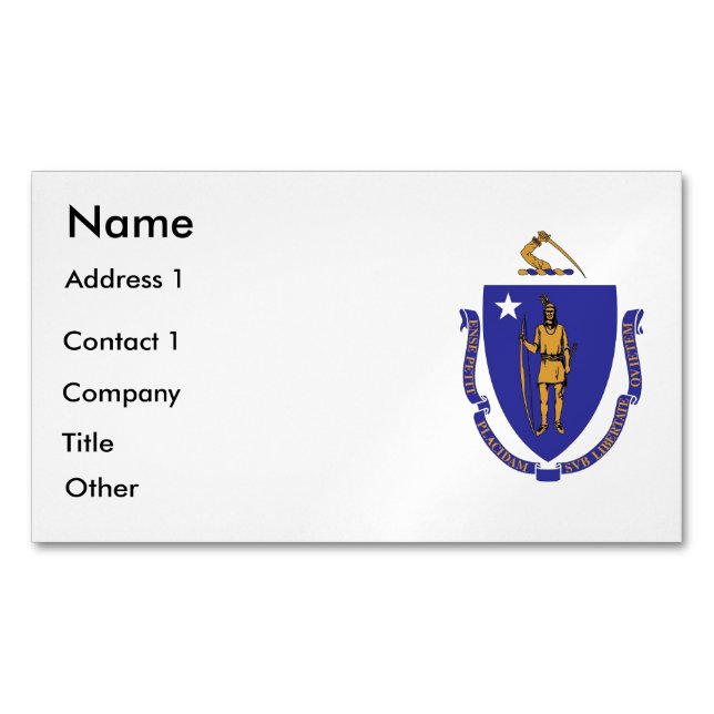 Business Card Magnet with Flag of Massachusetts (Front)