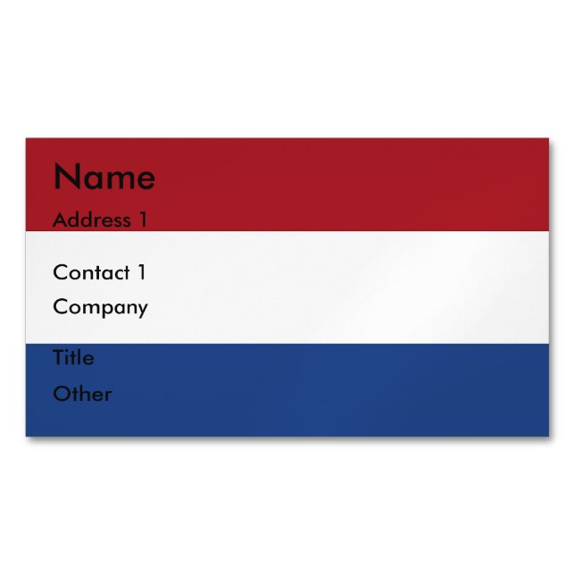 Business Card Magnet with Flag of Netherlands (Front)