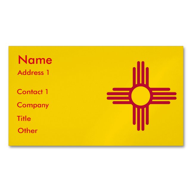 Business Card Magnet with Flag of New Mexico (Front)