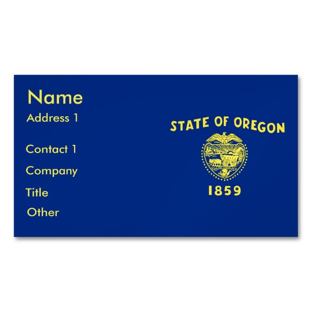 Business Card Magnet with Flag of Oregon (Front)