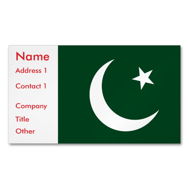 Business Card Magnet with Flag of Pakistan (Front)
