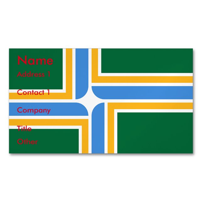 Business Card Magnet with Flag of Portland, USA (Front)