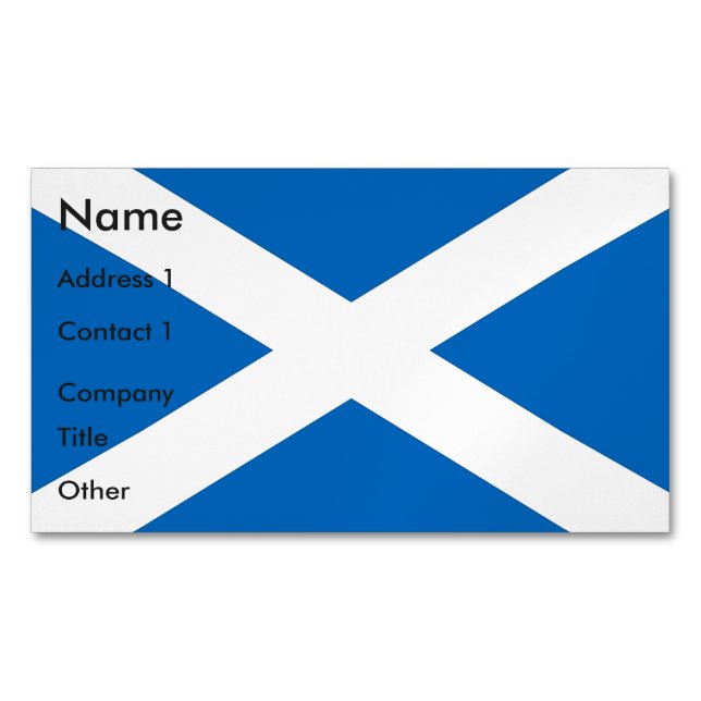 Business Card Magnet with Flag of Scotland, UK (Front)