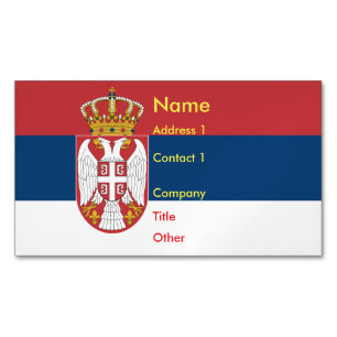 Business Card Magnet with Flag of Serbia