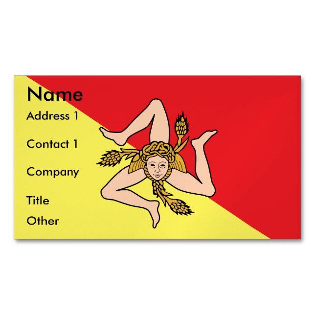Business Card Magnet with Flag of Sicily (Front)