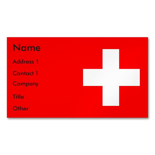 Business Card Magnet with Flag of Switzerland (Front)