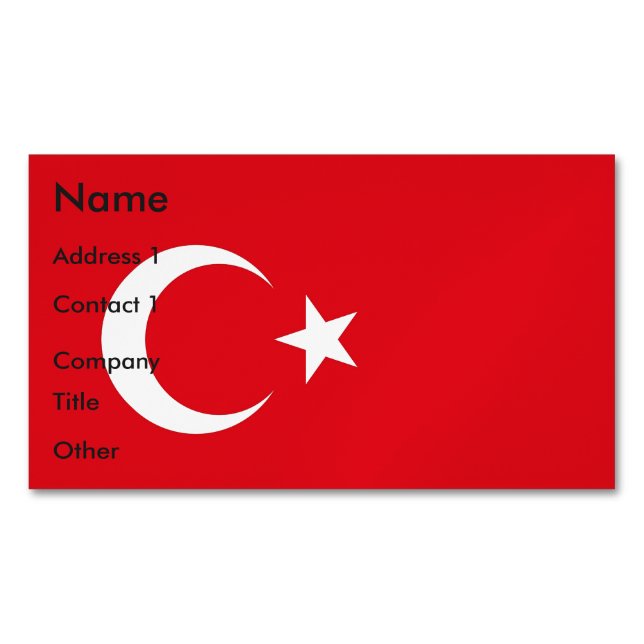 Business Card Magnet with Flag of Turkey (Front)