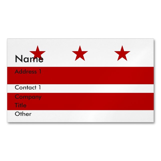 Business Card Magnet with Flag of Washington DC (Front)