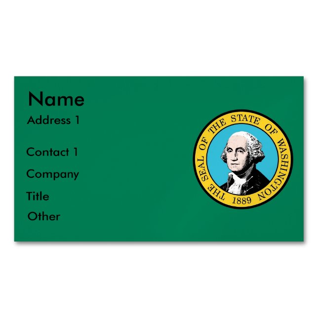 Business Card Magnet with Flag of Washington, USA (Front)