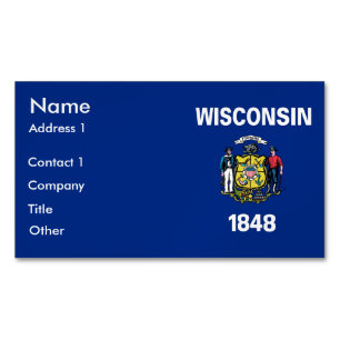 Business Card Magnet with Flag of Wisconsin, USA