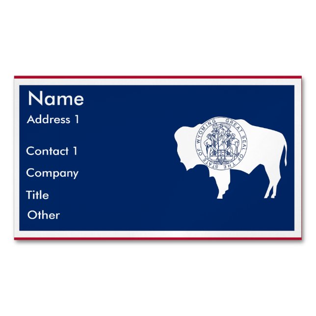 Business Card Magnet with Flag of Wyoming (Front)