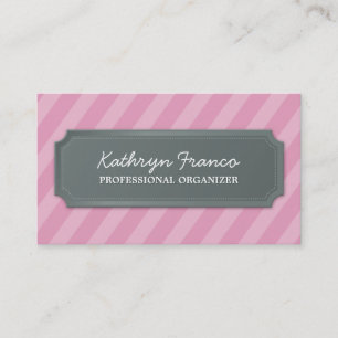 BUSINESS CARD modern bold stripe pale pink grey