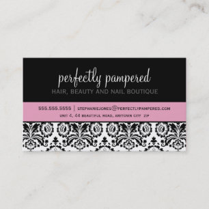 BUSINESS CARD modern damask black pale pink