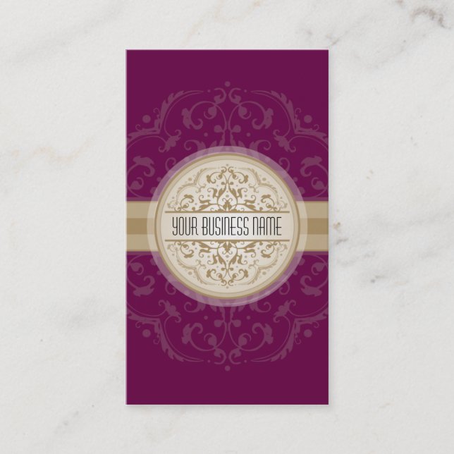 BUSINESS CARD modern oriental mandala plum gold (Front)