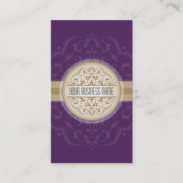 BUSINESS CARD modern oriental mandala purple gold (Front)