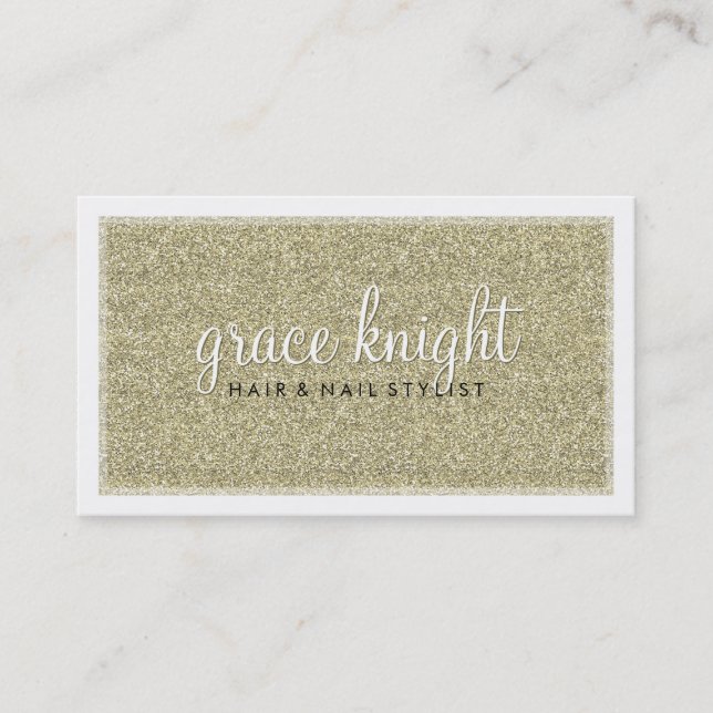 BUSINESS CARD modern simple glitter gold (Front)
