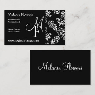 Business Card Monogram Initials Vintage Damask