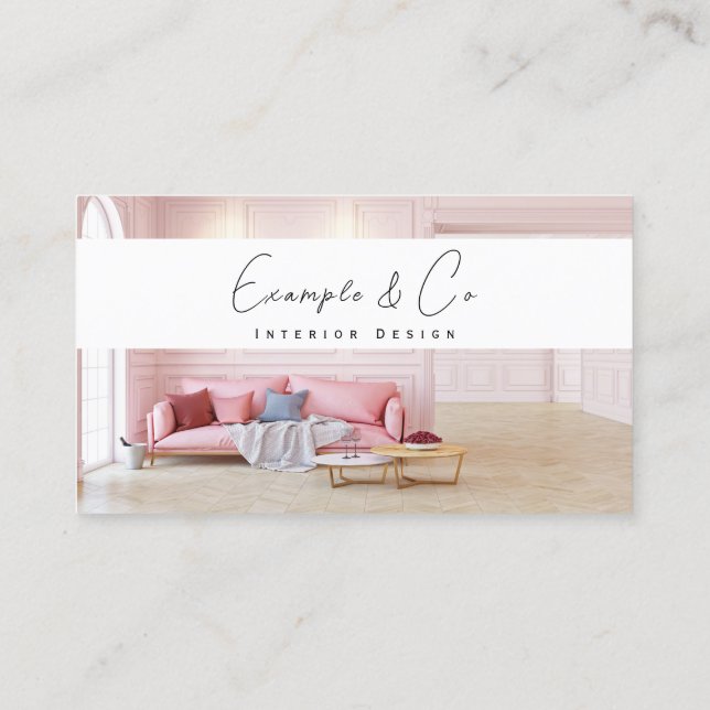 Business Card, Pastel Pink Interior Decorator  Card (Back)