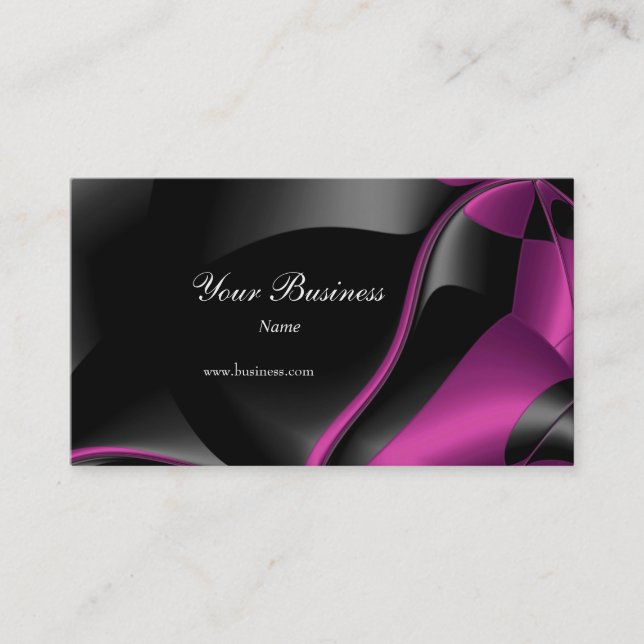 Business Card Pink Abstract Black (Front)