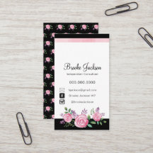 Business Card | Pink Flowers with Black background