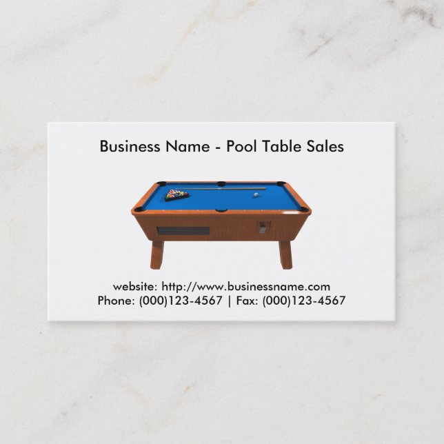 Business Card: Pool Table Sales Business Card (Front)