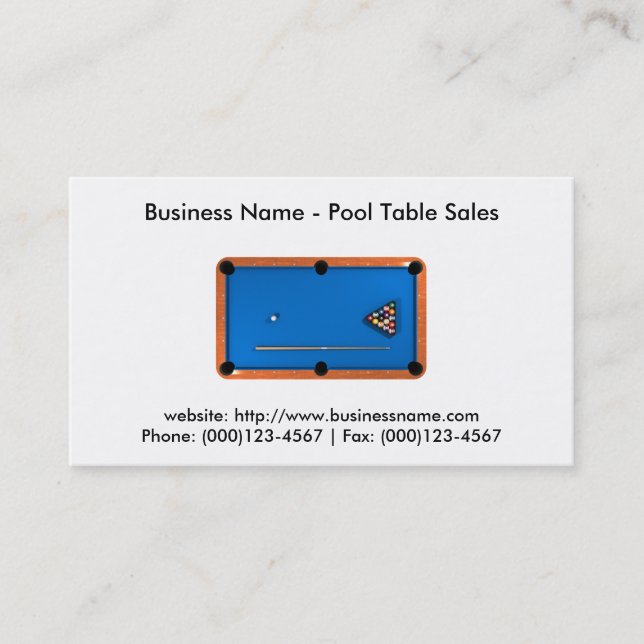 Business Card: Pool Table Sales Card (Front)