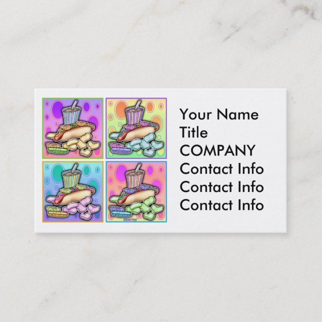 Business Card - Pop Art Hot Dog with Chips and a D (Front)