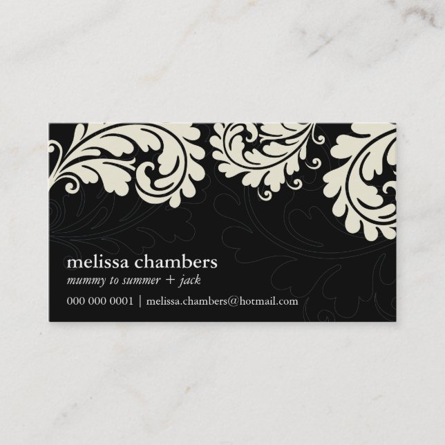 BUSINESS CARD pretty bold flourish ivory black (Front)