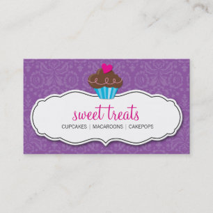 BUSINESS CARD pretty damask cupcake purple pink