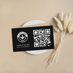 Business Card QR Code Black Modern Design