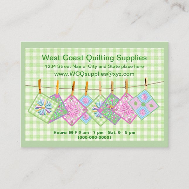 Business Card - Qulting Clothesline- Personalise (Front)