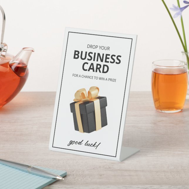 Business Card Raffle Bowl Sign (In SItu)