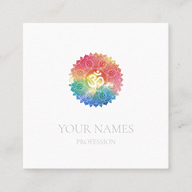 BUSINESS CARD : RAINBOW MANDALA + OHM  (Front)