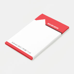 Business card red white real estate agent post-it notes