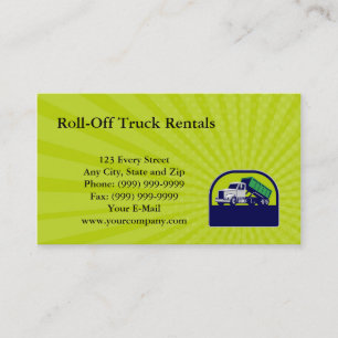 Business card Roll-Off Truck Side Up Half Circle R