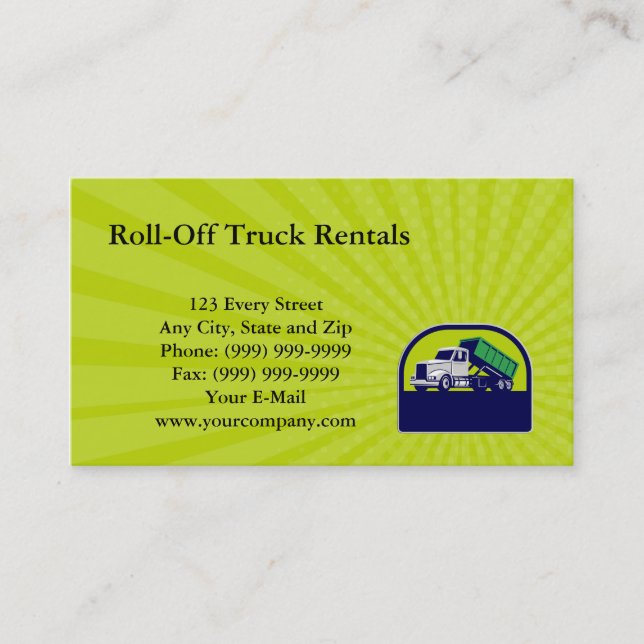 Business card Roll-Off Truck Side Up Half Circle R (Front)