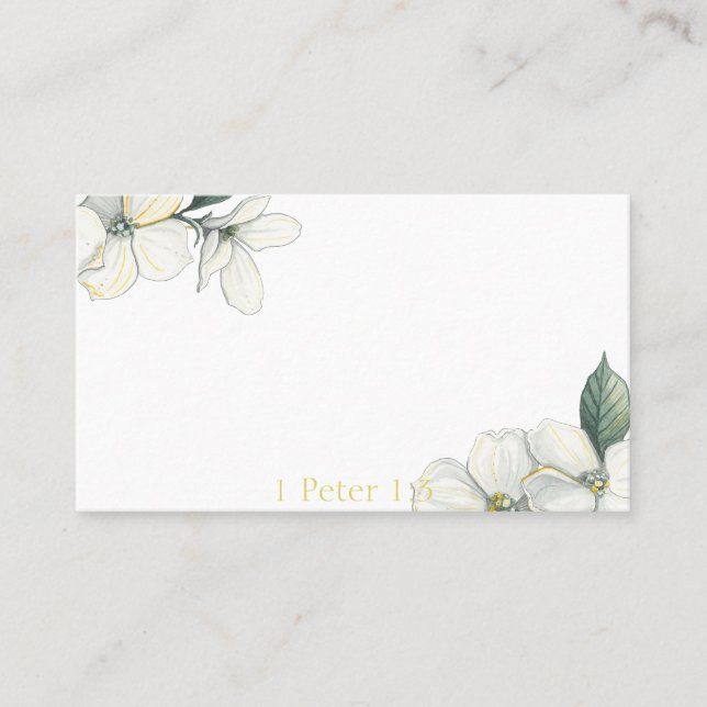 Business Card, scripture, dogwood, floral Card (Front)