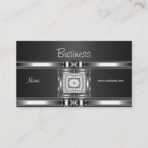 Business Card Silver on Grey Black Diamond Jewel