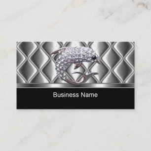 Business Card Silver Tile Trim Diamond Dolphin