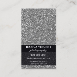 BUSINESS CARD simple glitzy glitter silver
