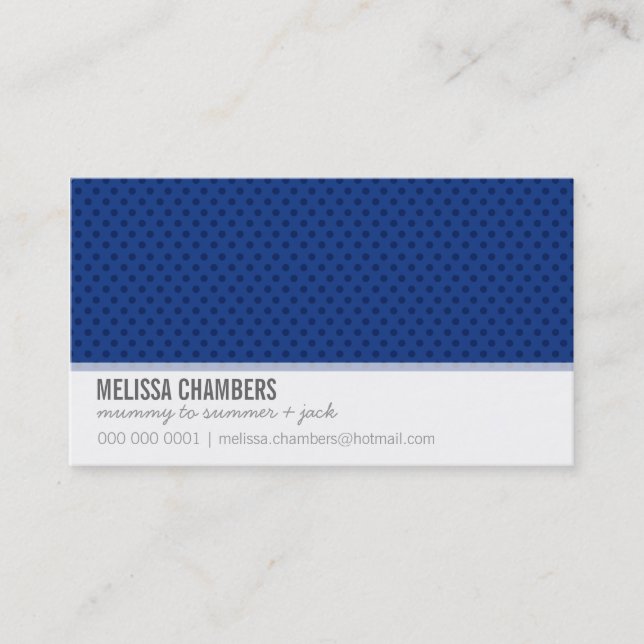 BUSINESS CARD simple mini spots royal dark blue (Front)